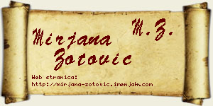 Mirjana Zotović vizit kartica